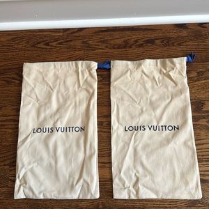 2 Louis Vuitton Cream Blue Shoe Dust Bags